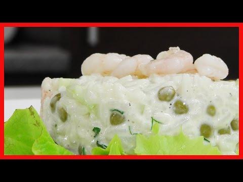 Салат рисовый с креветками под домашним майонезом – Кулинарные видео рецепты